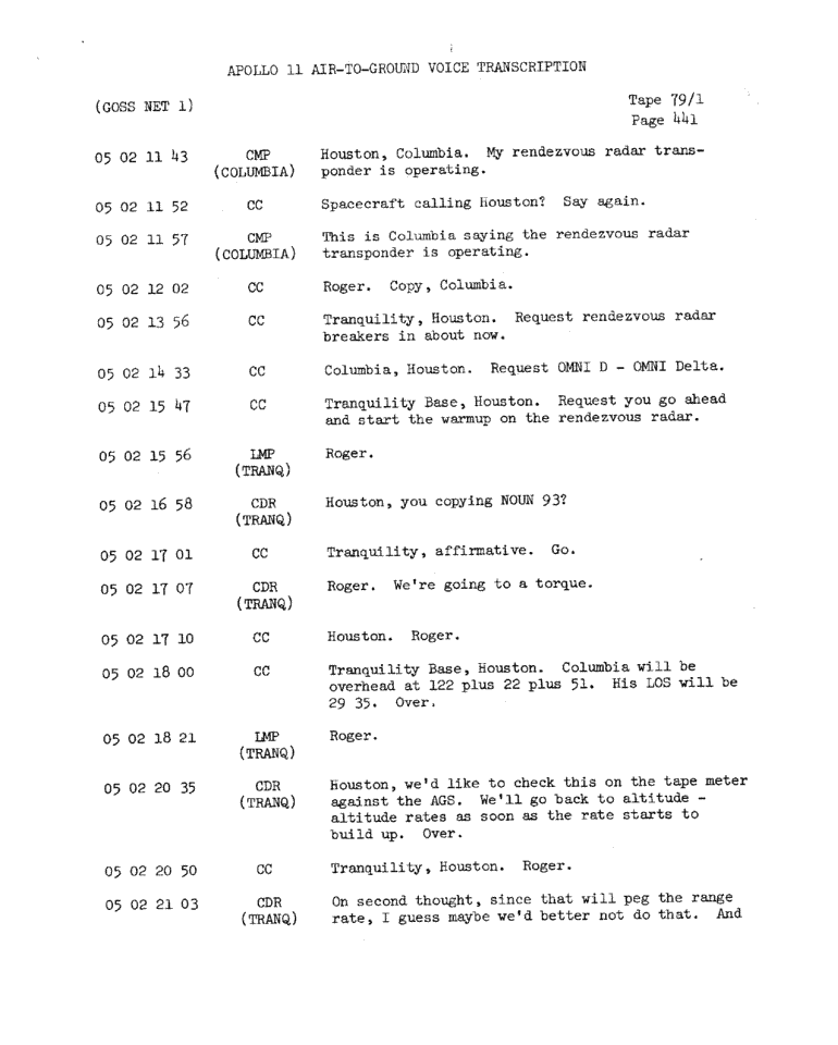 Page 443 of Apollo 11’s original transcript