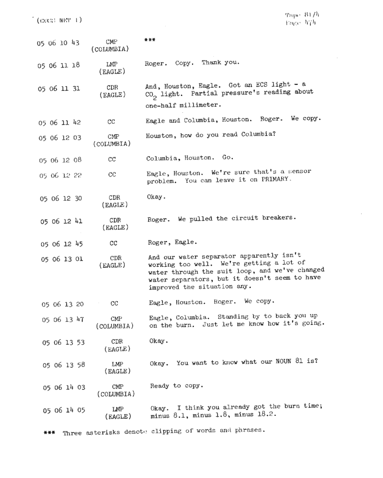 Page 476 of Apollo 11’s original transcript