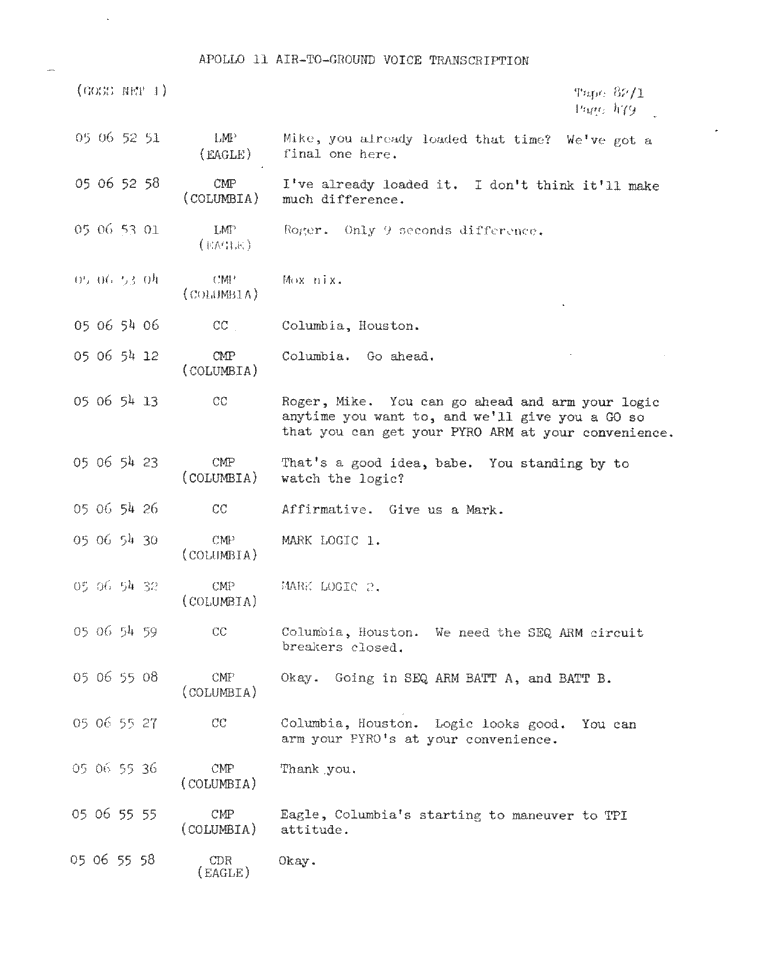Page 481 of Apollo 11’s original transcript