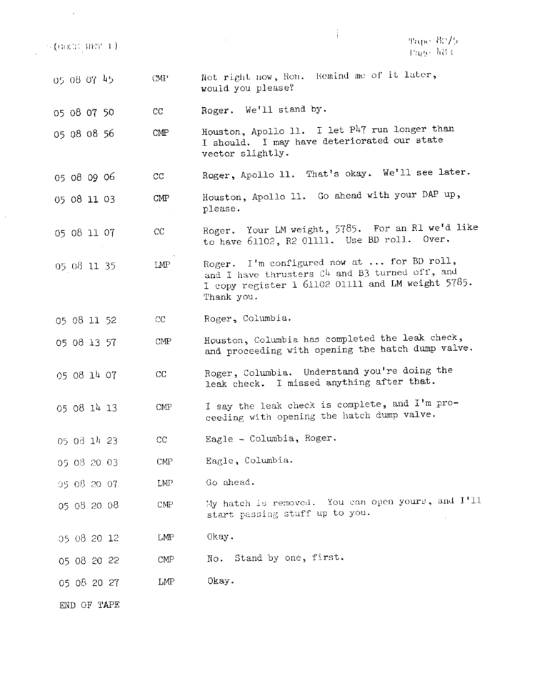 Page 485 of Apollo 11’s original transcript
