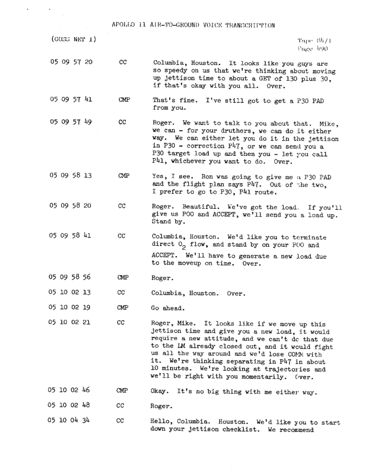 Page 492 of Apollo 11’s original transcript
