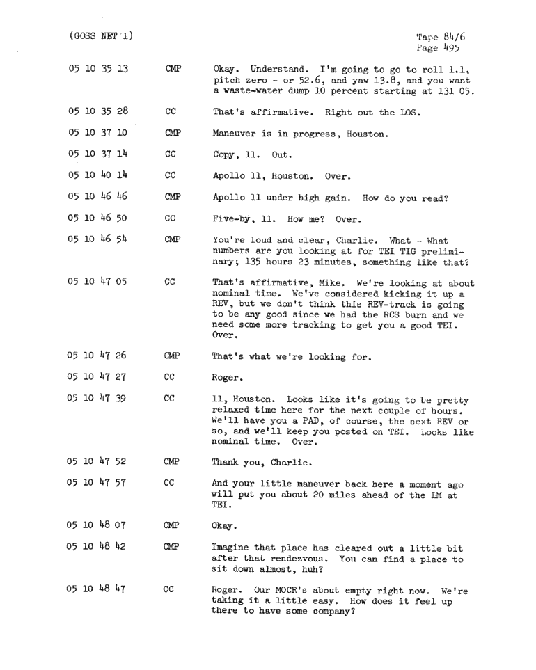Page 497 of Apollo 11’s original transcript