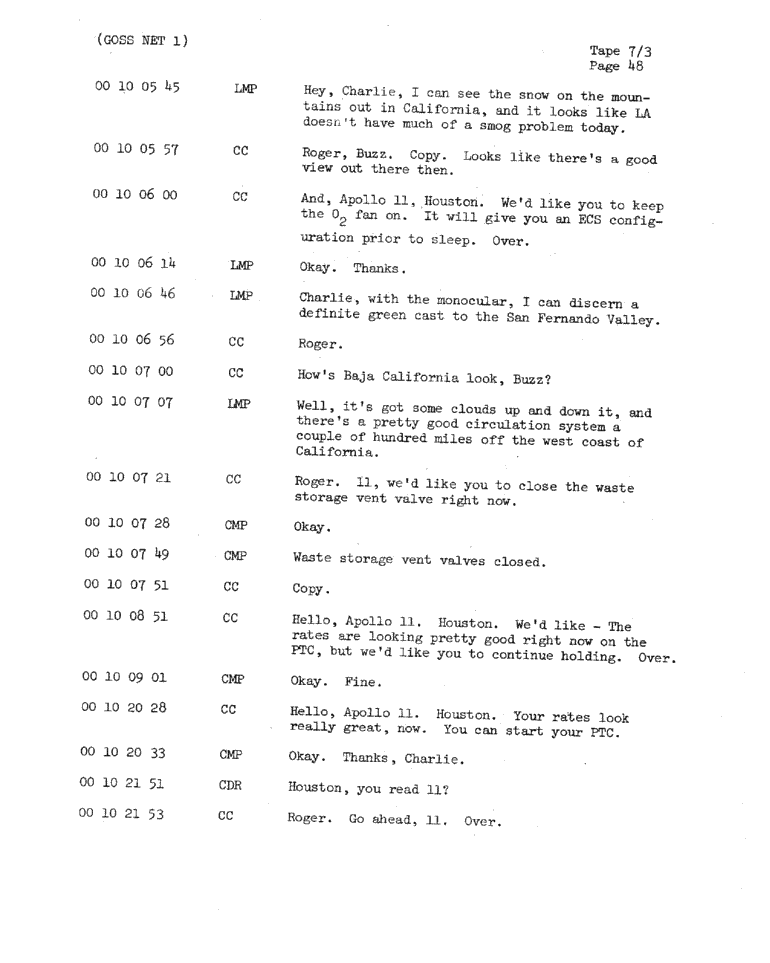 Page 50 of Apollo 11’s original transcript