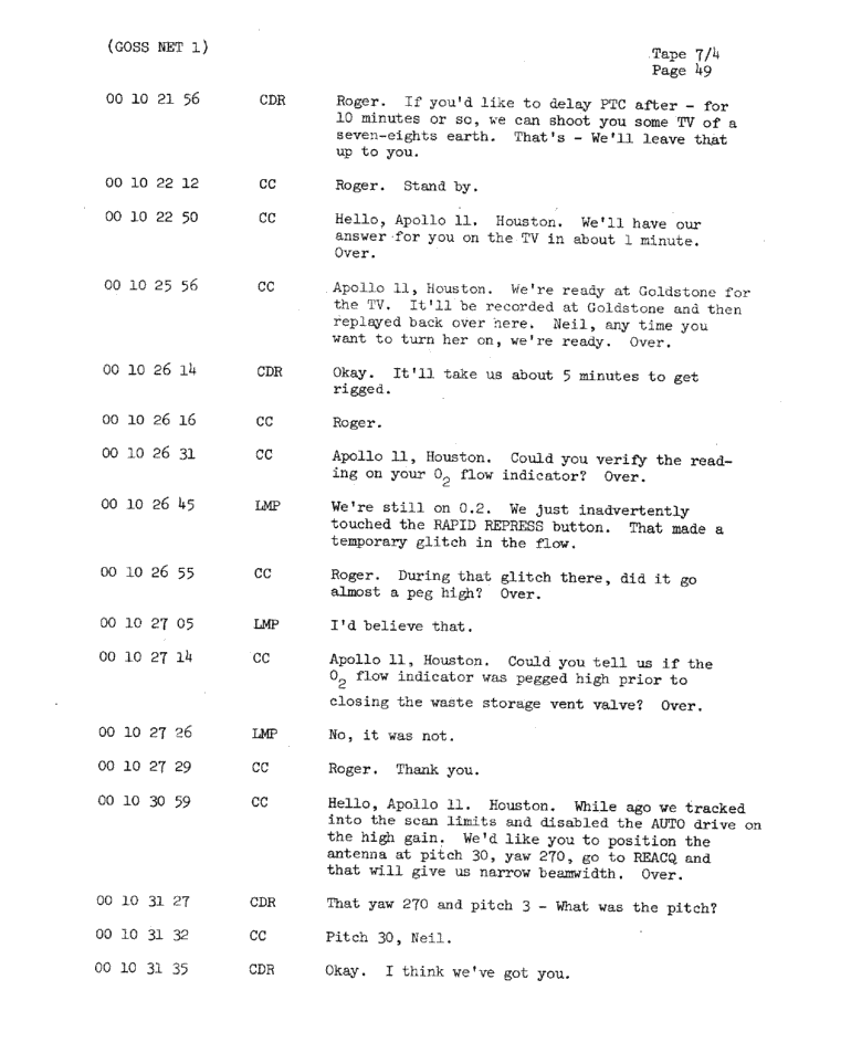 Page 51 of Apollo 11’s original transcript