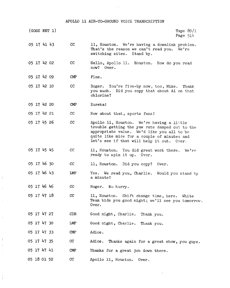 Page 516 of Apollo 11’s original transcript