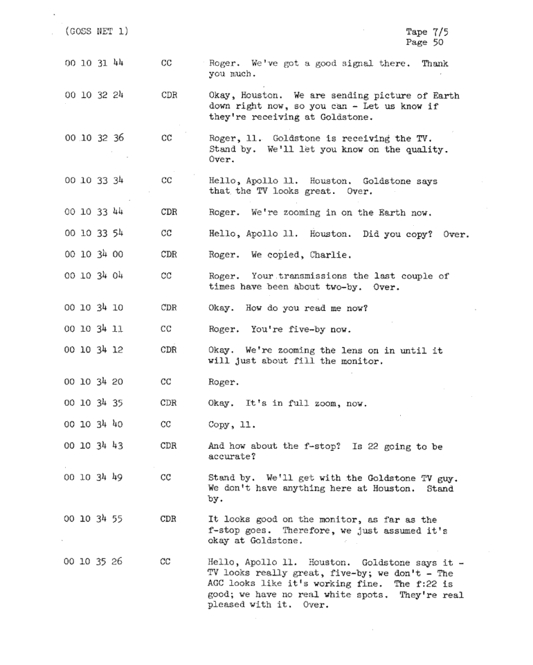 Page 52 of Apollo 11’s original transcript
