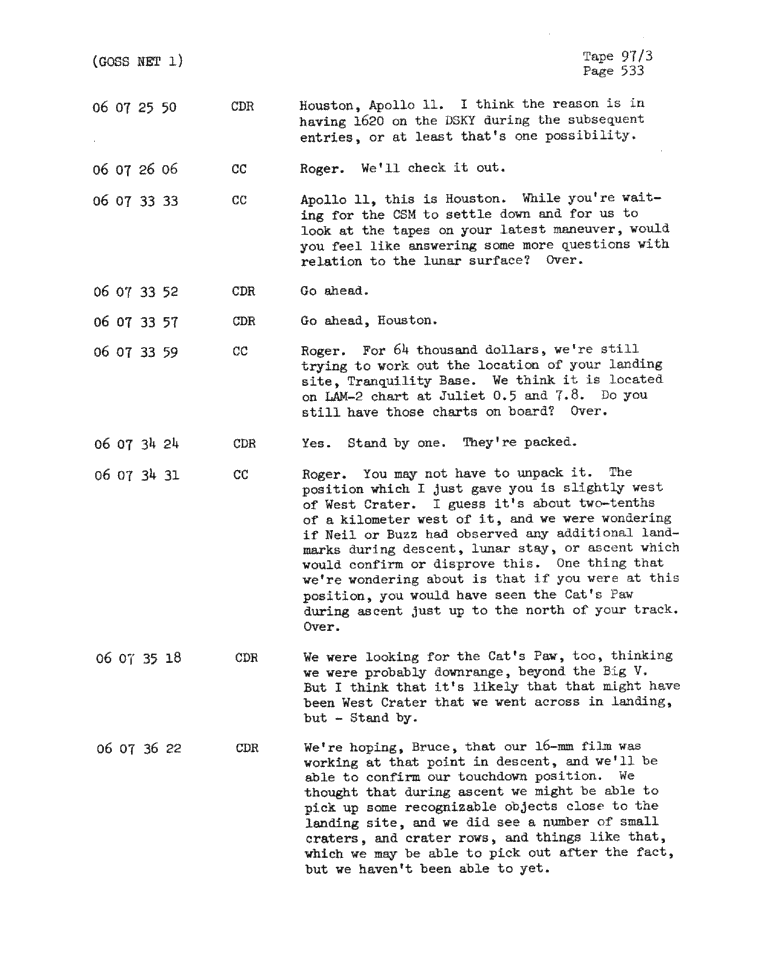 Page 535 of Apollo 11’s original transcript