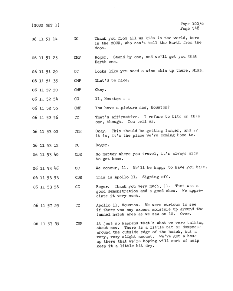 Page 550 of Apollo 11’s original transcript