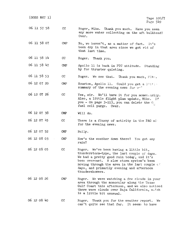 Page 551 of Apollo 11’s original transcript