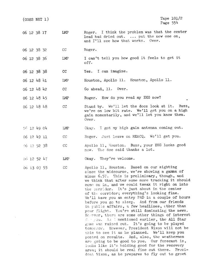 Page 556 of Apollo 11’s original transcript