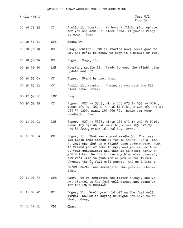 Page 56 of Apollo 11’s original transcript