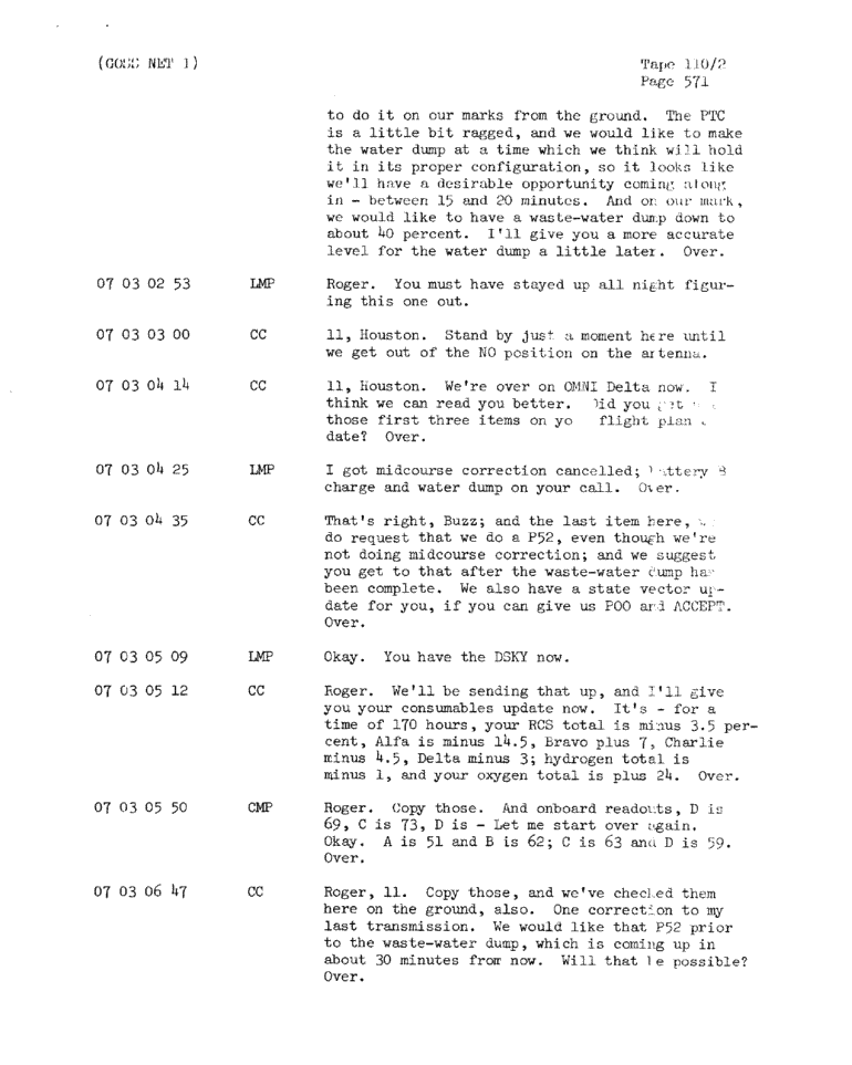 Page 573 of Apollo 11’s original transcript