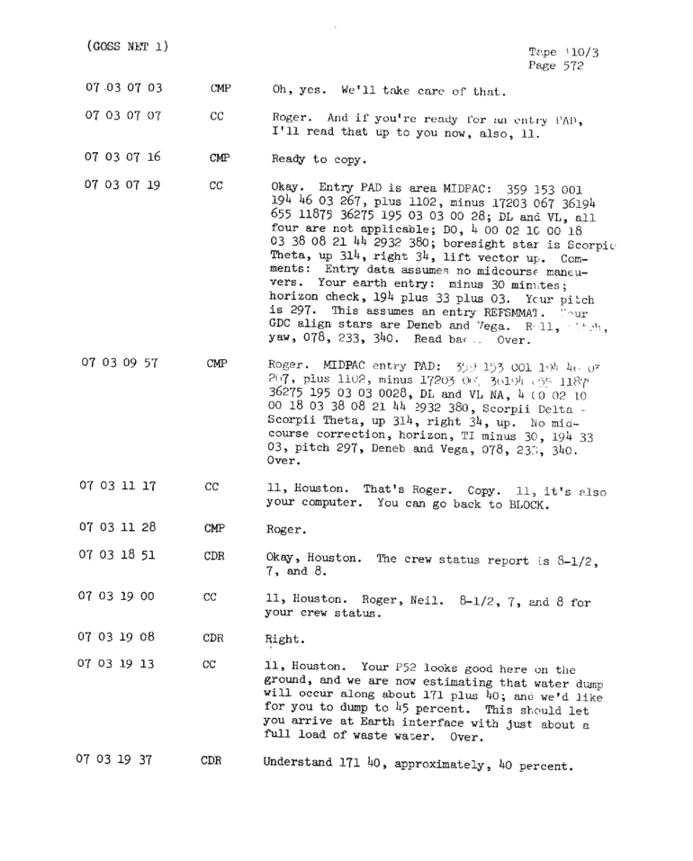 Page 574 of Apollo 11’s original transcript
