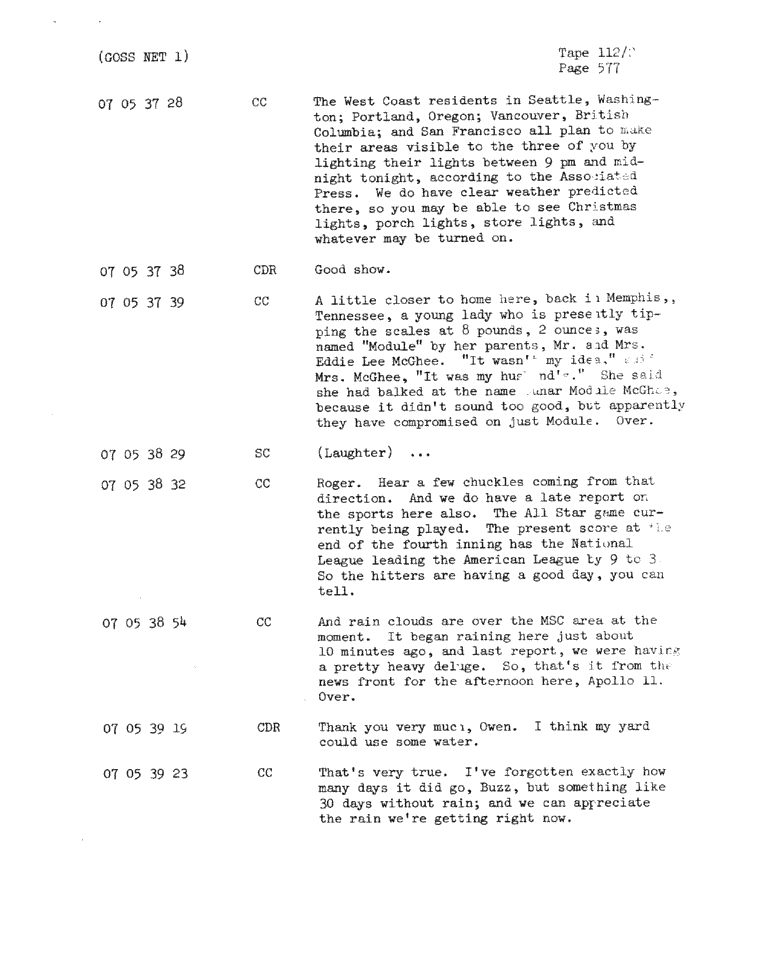 Page 579 of Apollo 11’s original transcript