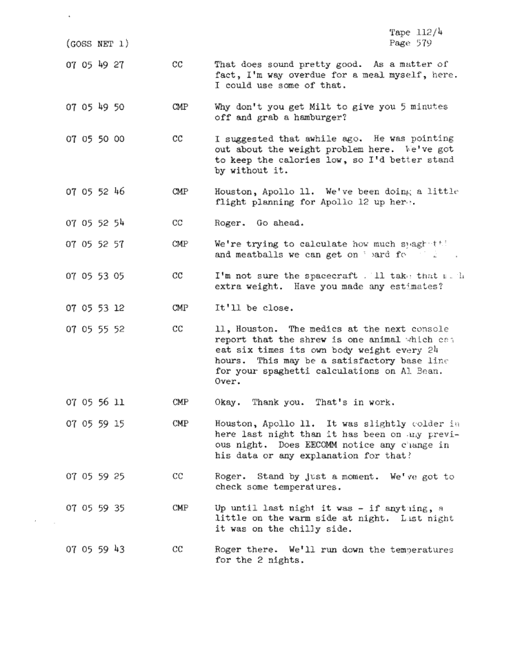 Page 581 of Apollo 11’s original transcript