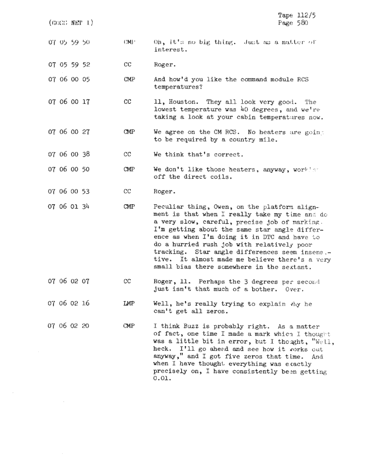 Page 582 of Apollo 11’s original transcript