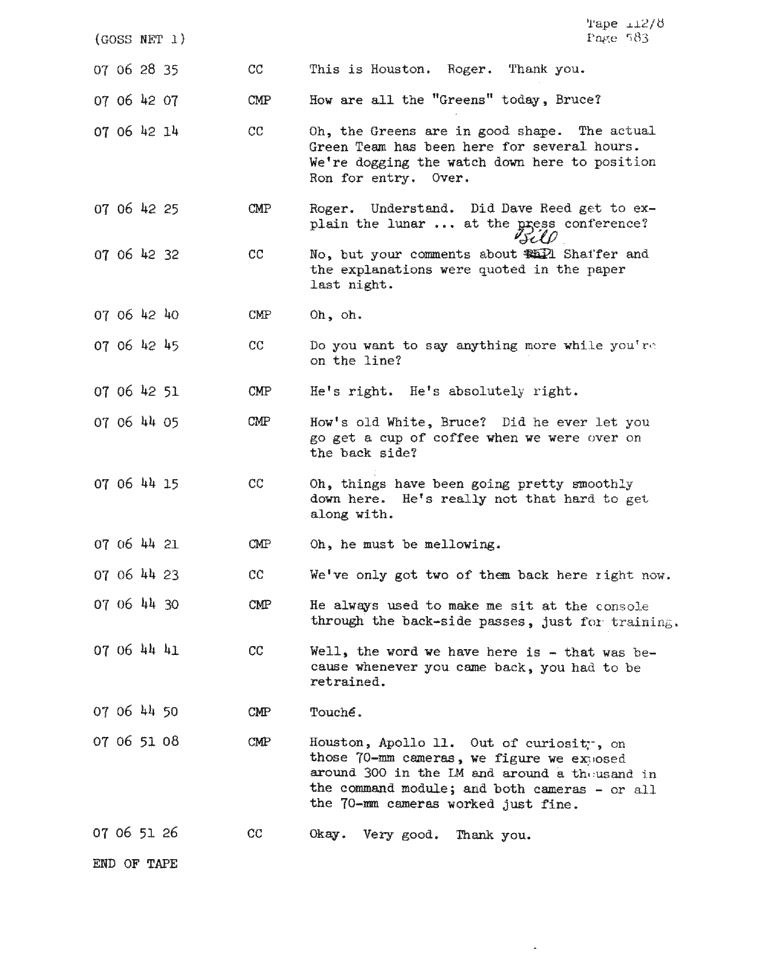 Page 585 of Apollo 11’s original transcript