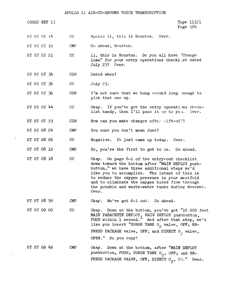 Page 586 of Apollo 11’s original transcript