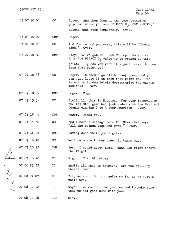 Page 587 of Apollo 11’s original transcript