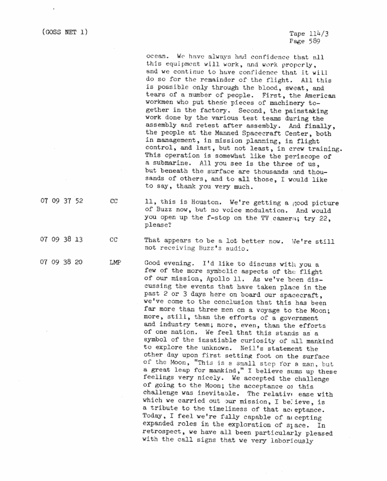 Page 591 of Apollo 11’s original transcript
