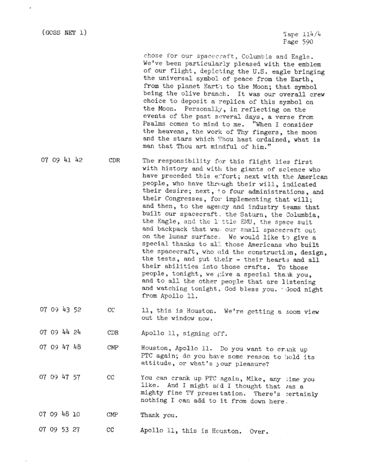 Page 592 of Apollo 11’s original transcript