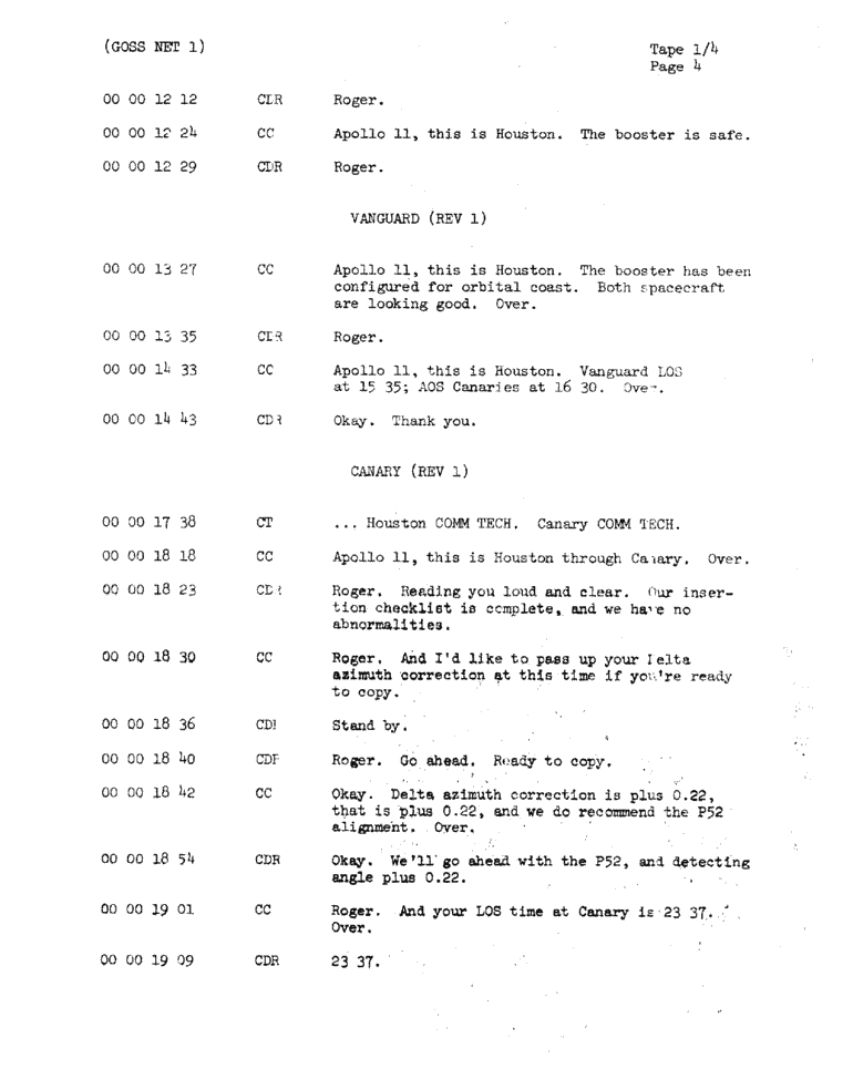 Page 6 of Apollo 11’s original transcript