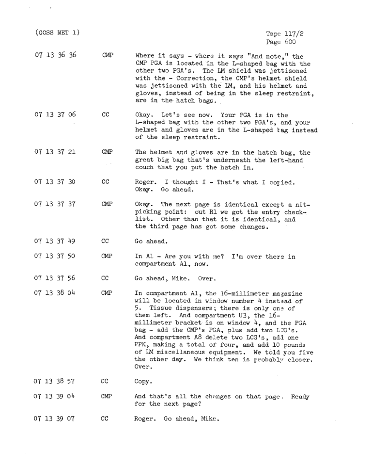 Page 602 of Apollo 11’s original transcript
