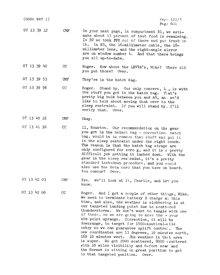 Page 603 of Apollo 11’s original transcript