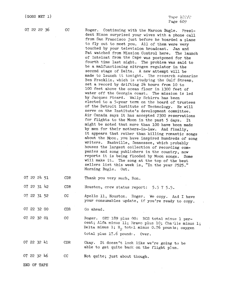 Page 611 of Apollo 11’s original transcript