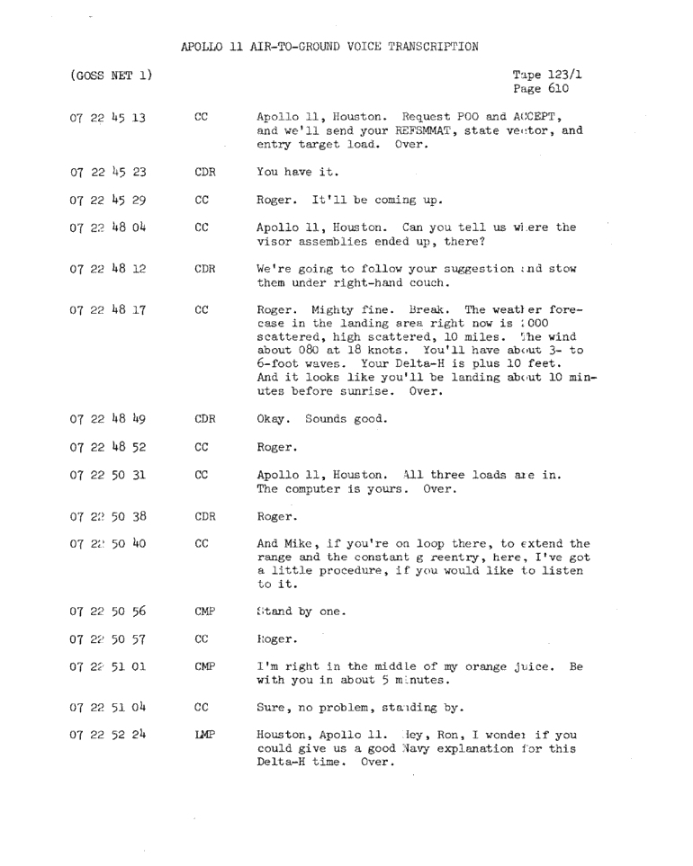 Page 612 of Apollo 11’s original transcript