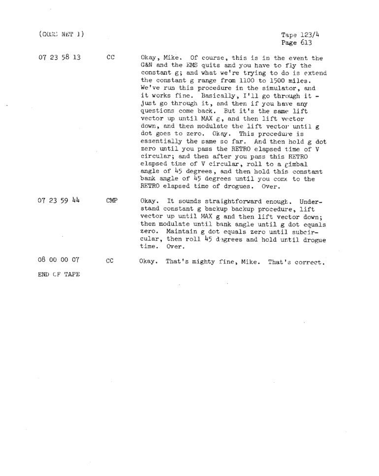 Page 615 of Apollo 11’s original transcript