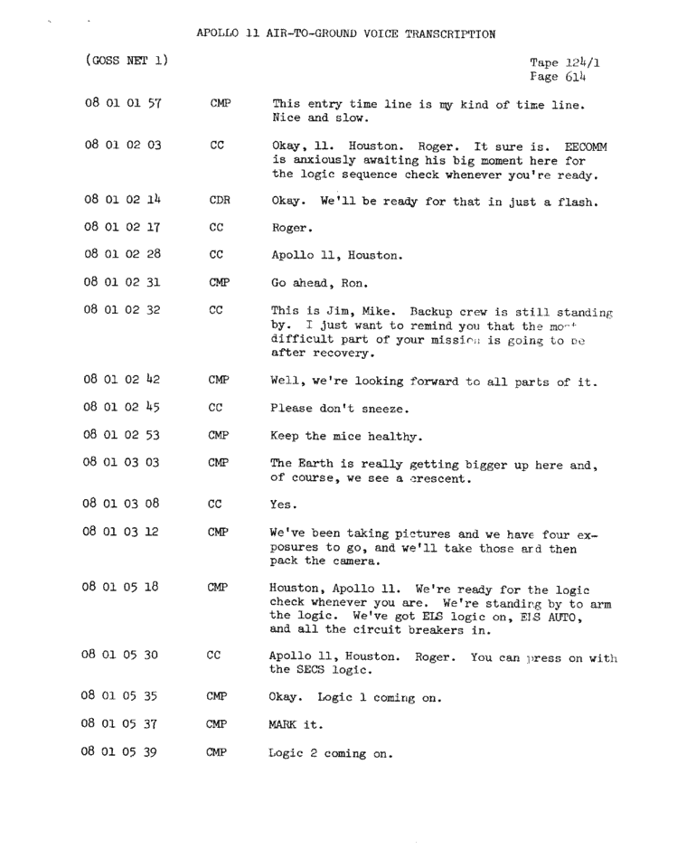 Page 616 of Apollo 11’s original transcript