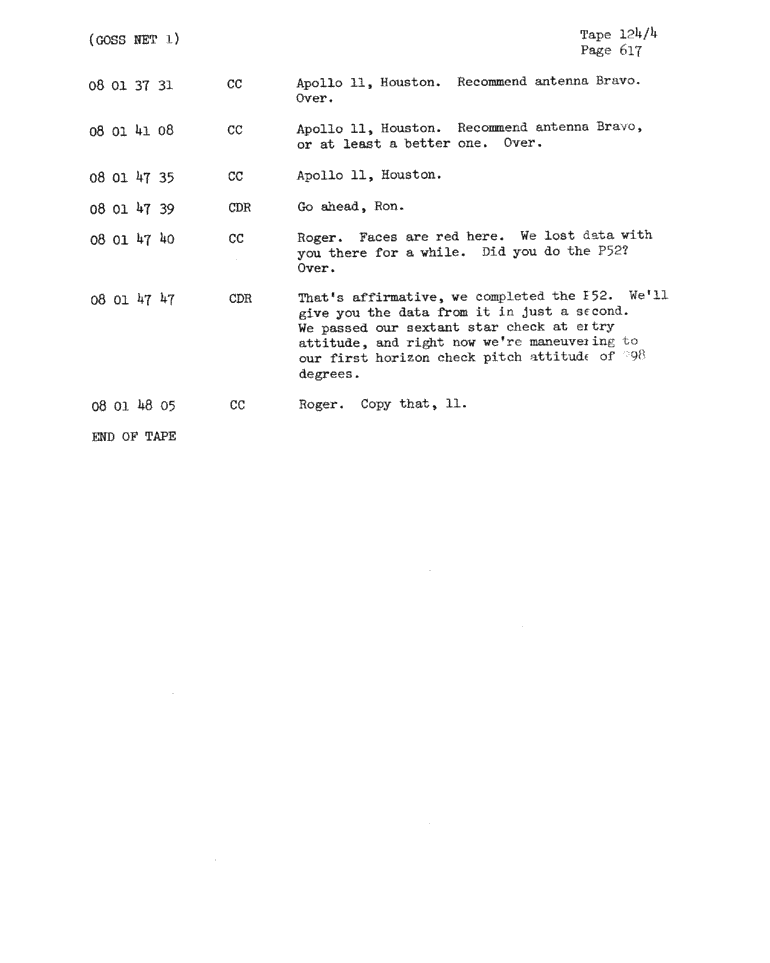 Page 619 of Apollo 11’s original transcript