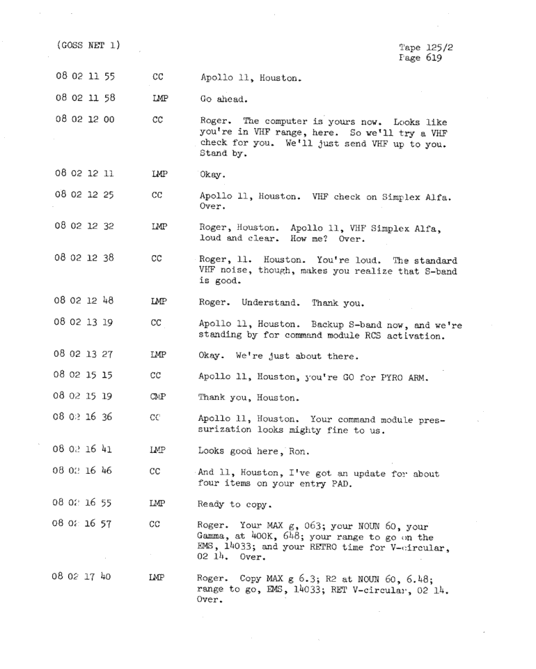 Page 621 of Apollo 11’s original transcript