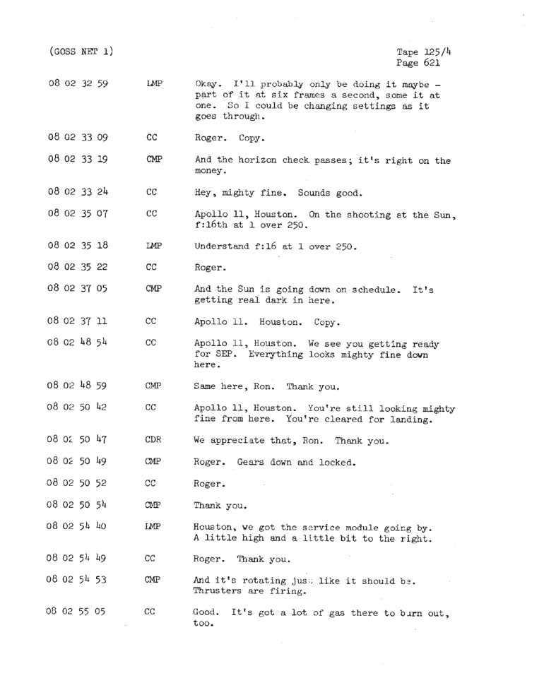 Page 623 of Apollo 11’s original transcript