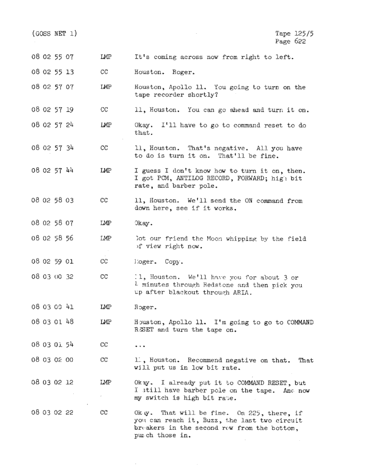 Page 624 of Apollo 11’s original transcript