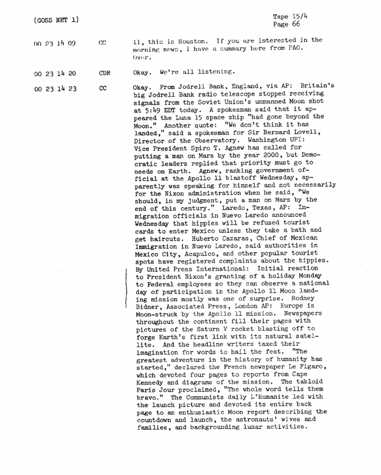 Page 68 of Apollo 11’s original transcript