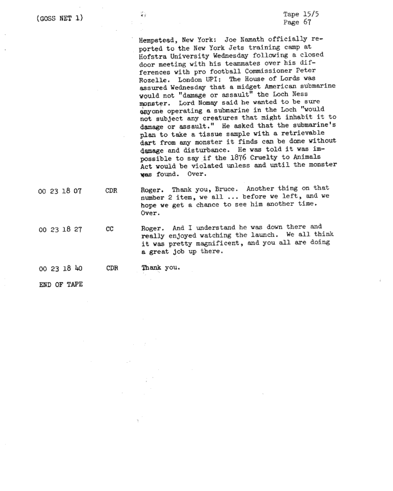 Page 69 of Apollo 11’s original transcript