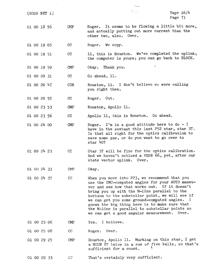 Page 73 of Apollo 11’s original transcript