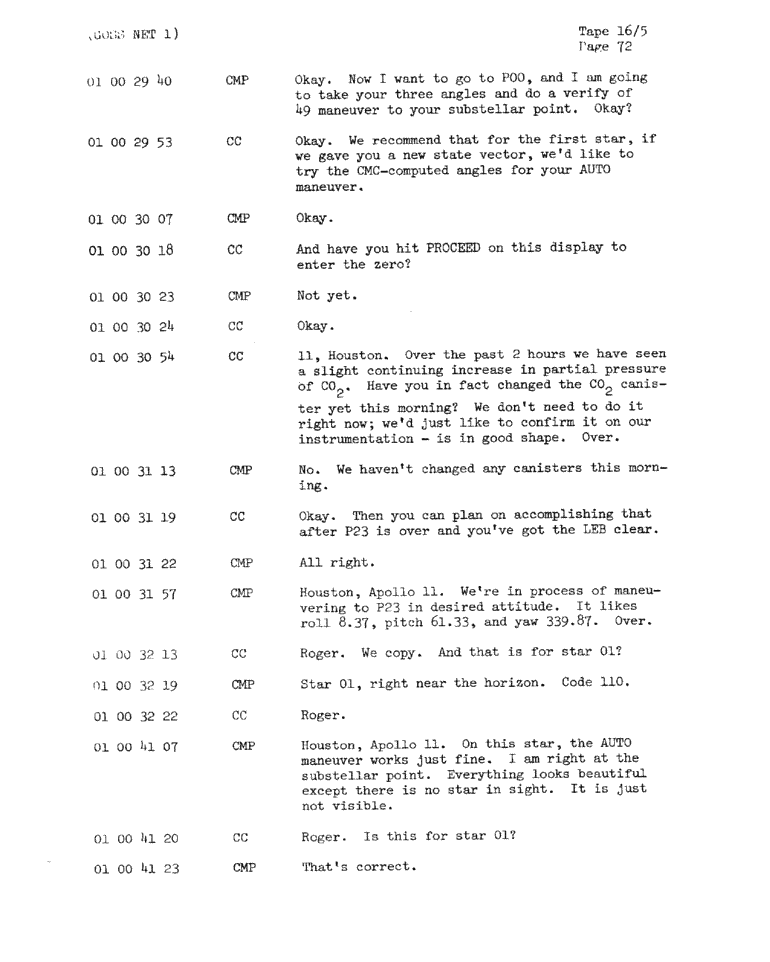 Page 74 of Apollo 11’s original transcript