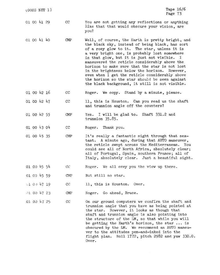 Page 75 of Apollo 11’s original transcript