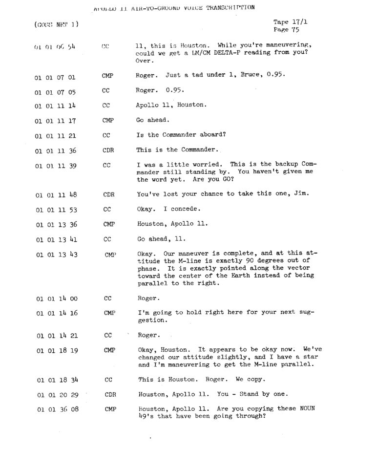 Page 77 of Apollo 11’s original transcript