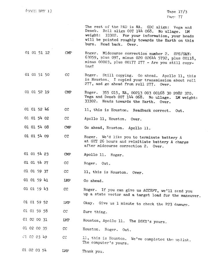 Page 79 of Apollo 11’s original transcript