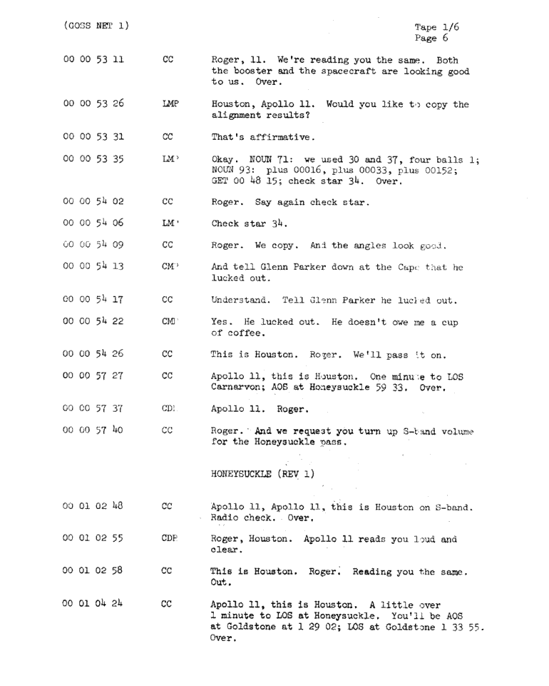 Page 8 of Apollo 11’s original transcript