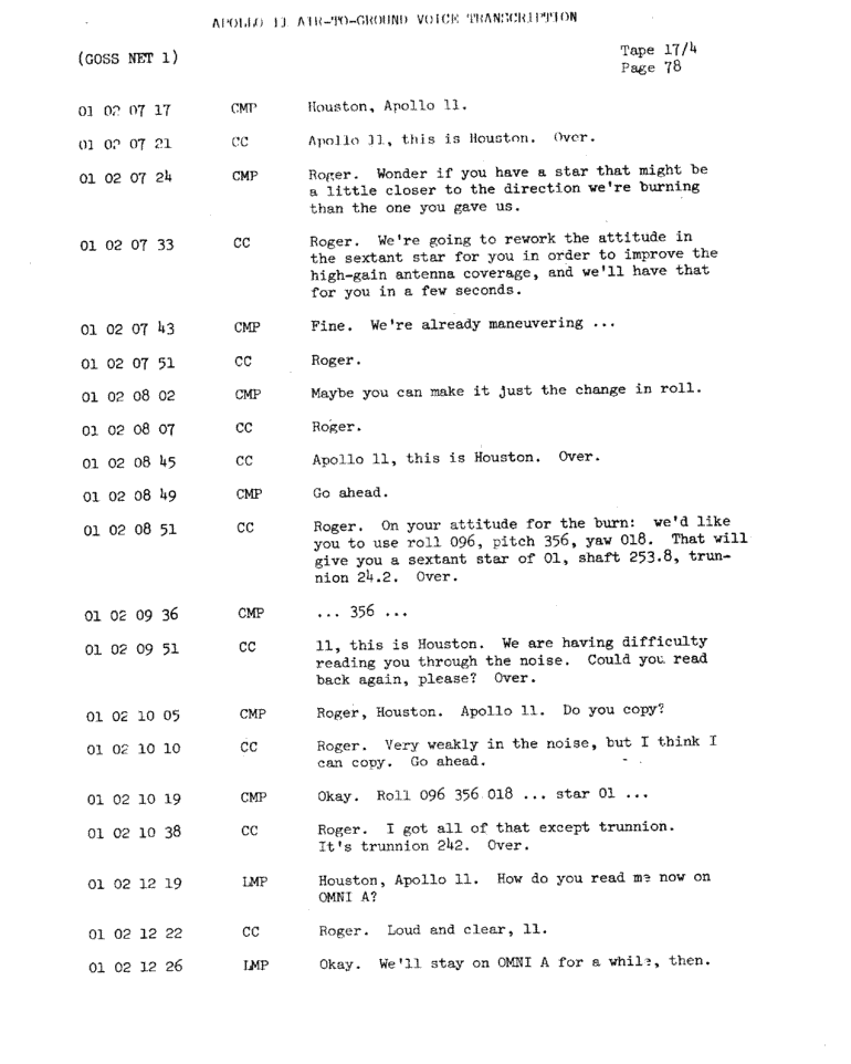 Page 80 of Apollo 11’s original transcript