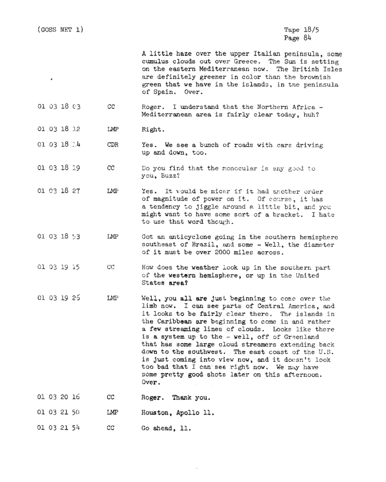 Page 86 of Apollo 11’s original transcript