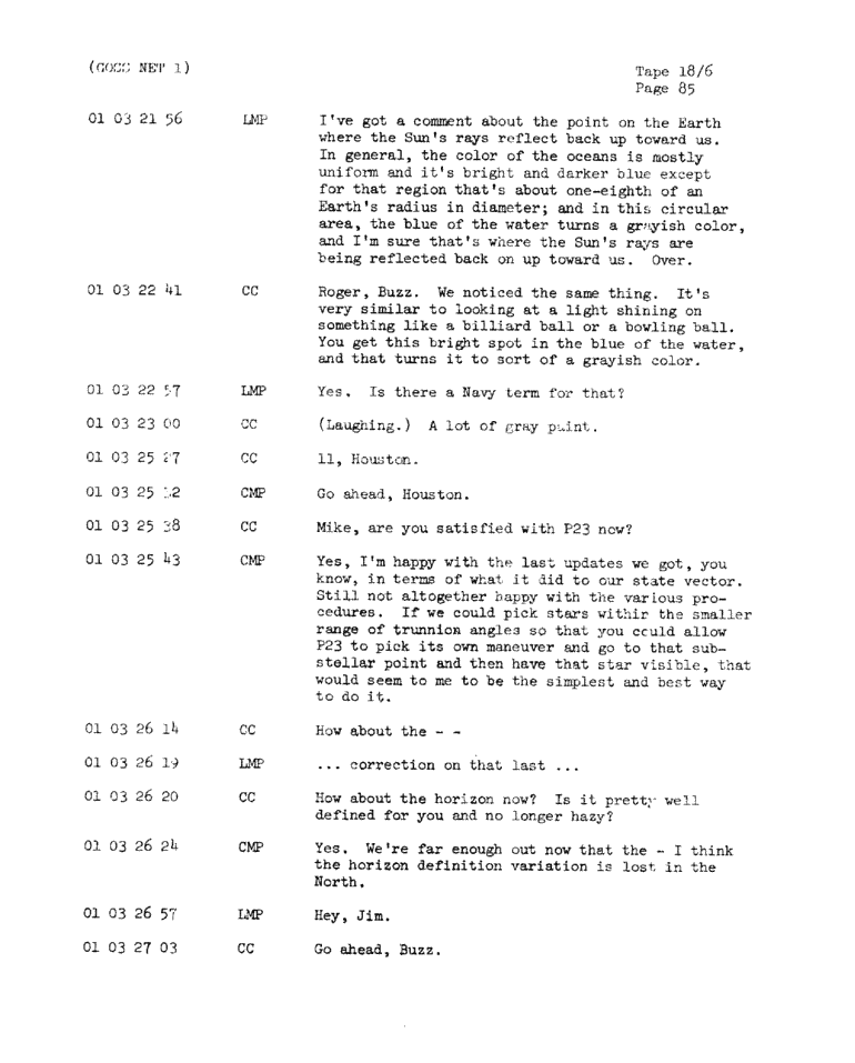 Page 87 of Apollo 11’s original transcript