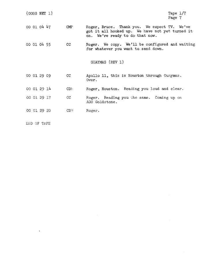 Page 9 of Apollo 11’s original transcript