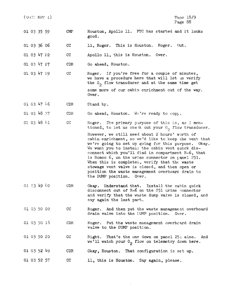 Page 90 of Apollo 11’s original transcript