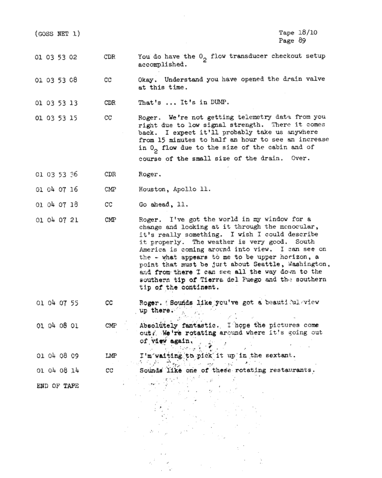 Page 91 of Apollo 11’s original transcript